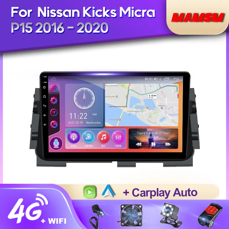 

MAMSM Android 12 Car Radio For Nissan Kicks Micra P15 2016 - 2020 Car Multimedia Video Player 4G GPS Carplay Autoradio 10 Inch