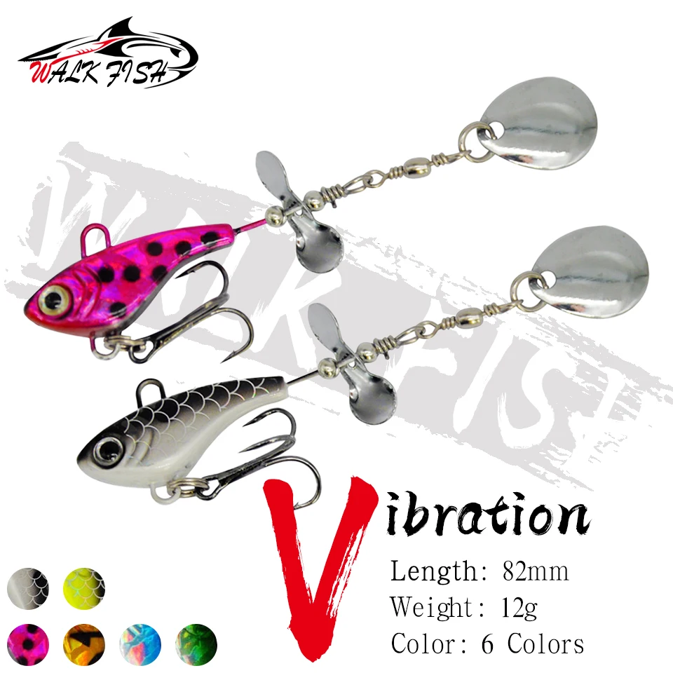 WALK FISH 12g 82mm VIB Angelköder Bleikopf Rotierender Pailletten-Spinner Kunstköder in Fischform für Meeresfischerei