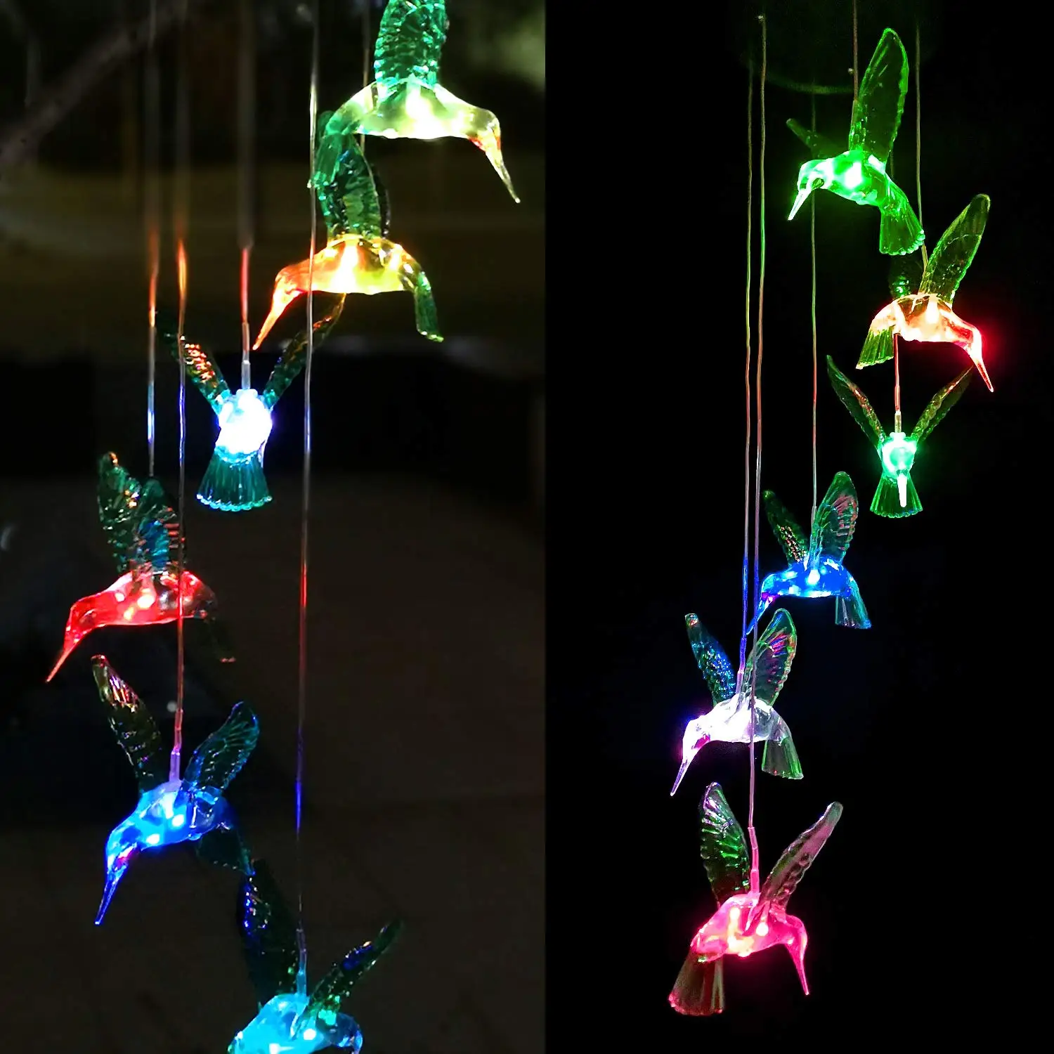 1PC Bunte Farbverlauf Garten LED Windspiele Dekoriert Solar Kolibri Landschaft Garten Lichter Dekoriert Atmosphäre – Detail 5