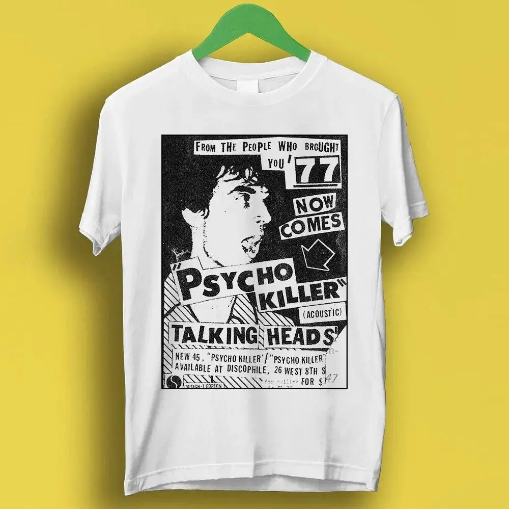 Punk Rock Poster Music Cool Gift Tee Talking Heads Psycho Killer Band Vintage Oversized Tees Loose and Breathable T-shirt Unisex