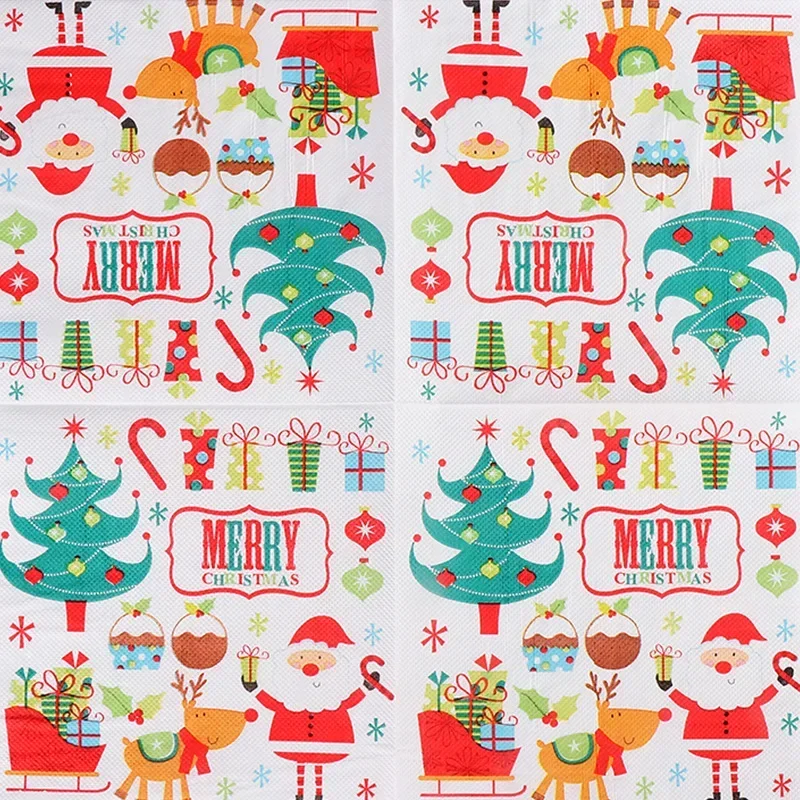 10/20pcs 33*33cm 2-Ply Painted Christmas Series New Cartoon Disposable Printed Napkins Party Tissues Wholesale Square Tissues