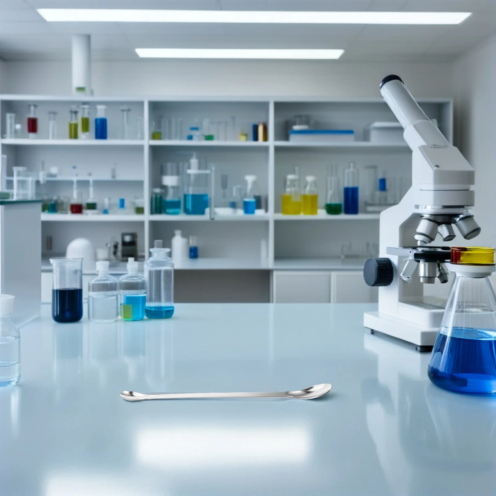 12 Pcs Lab Measuring Tools Metal Spatula Mixing Spoon Stir Silver Laboratory Stirring Spoons