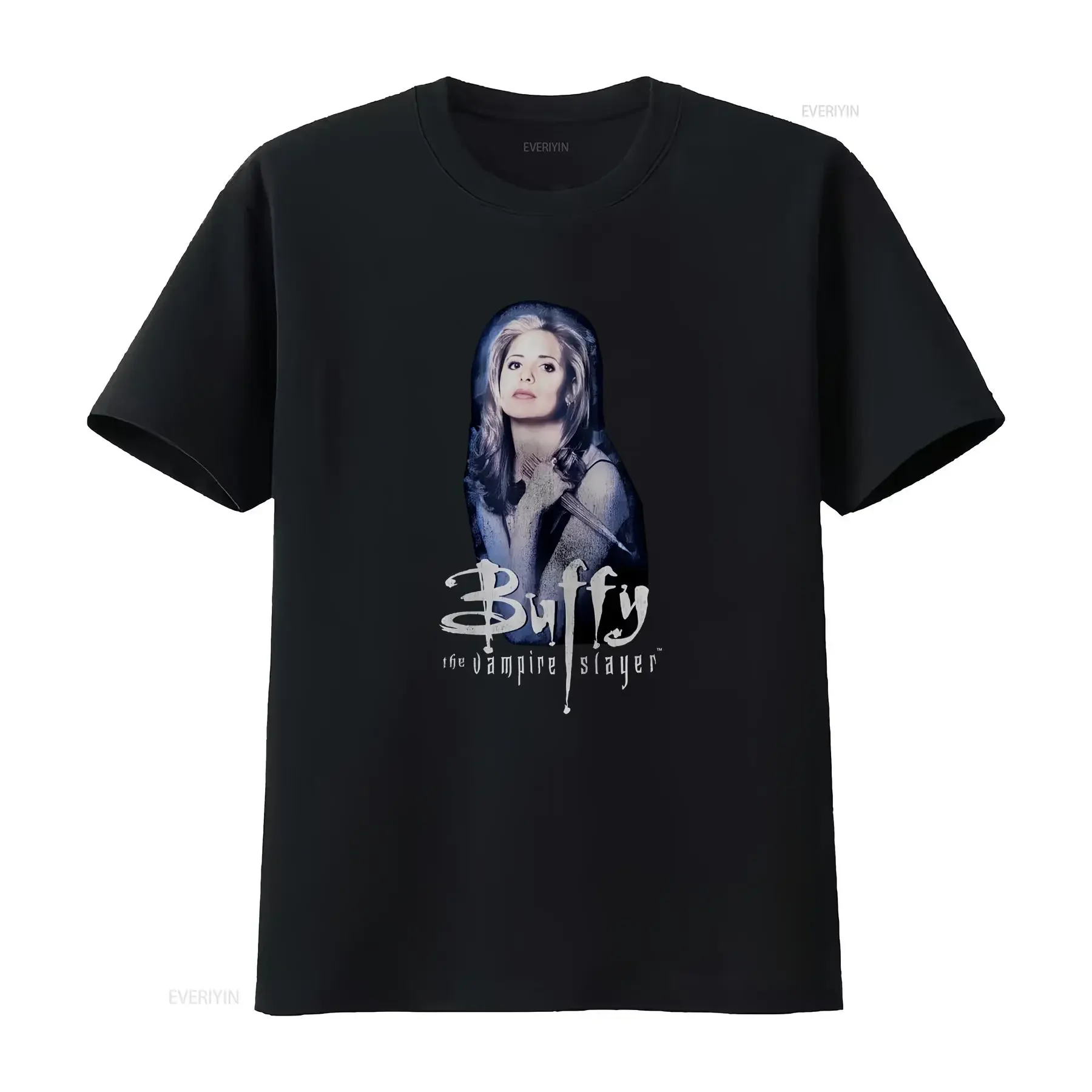 90s Black Buffy The Vampire Slayer T Shirt basic graphic tee JT00089 vintage Washed Stylish Slightly Breathable Versatile