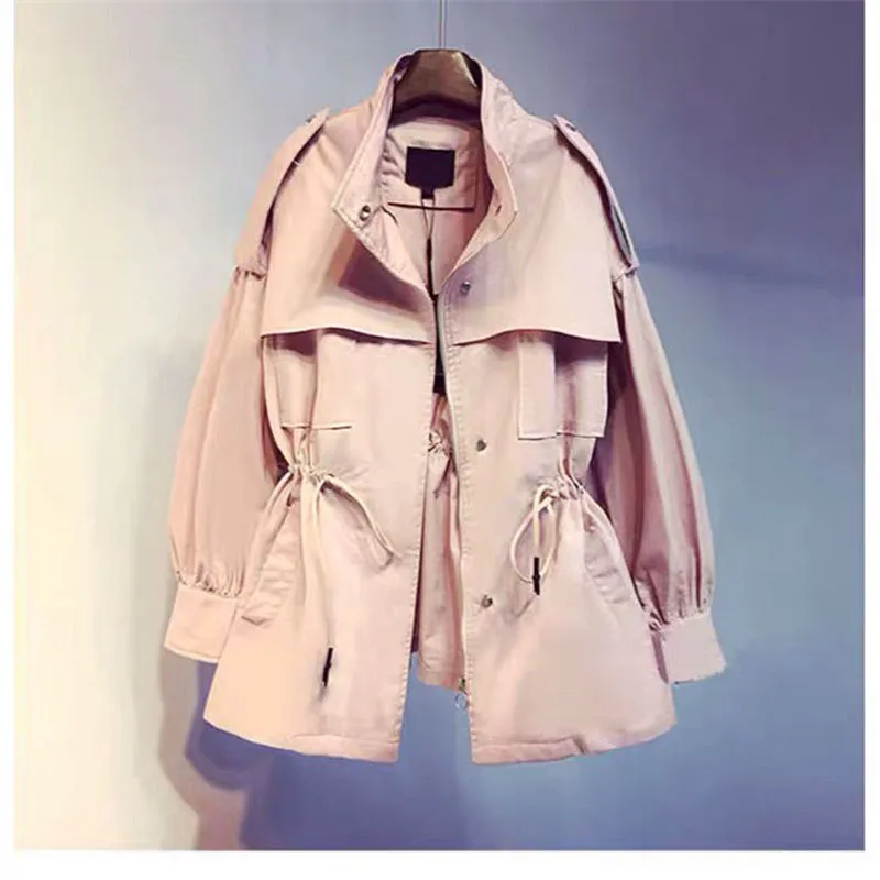 

2023Spring Autumn New Jackets Women's Korean Style Tooling Windbreaker Casual Mid-Length Loose Coat Thin Female Overwear Tops