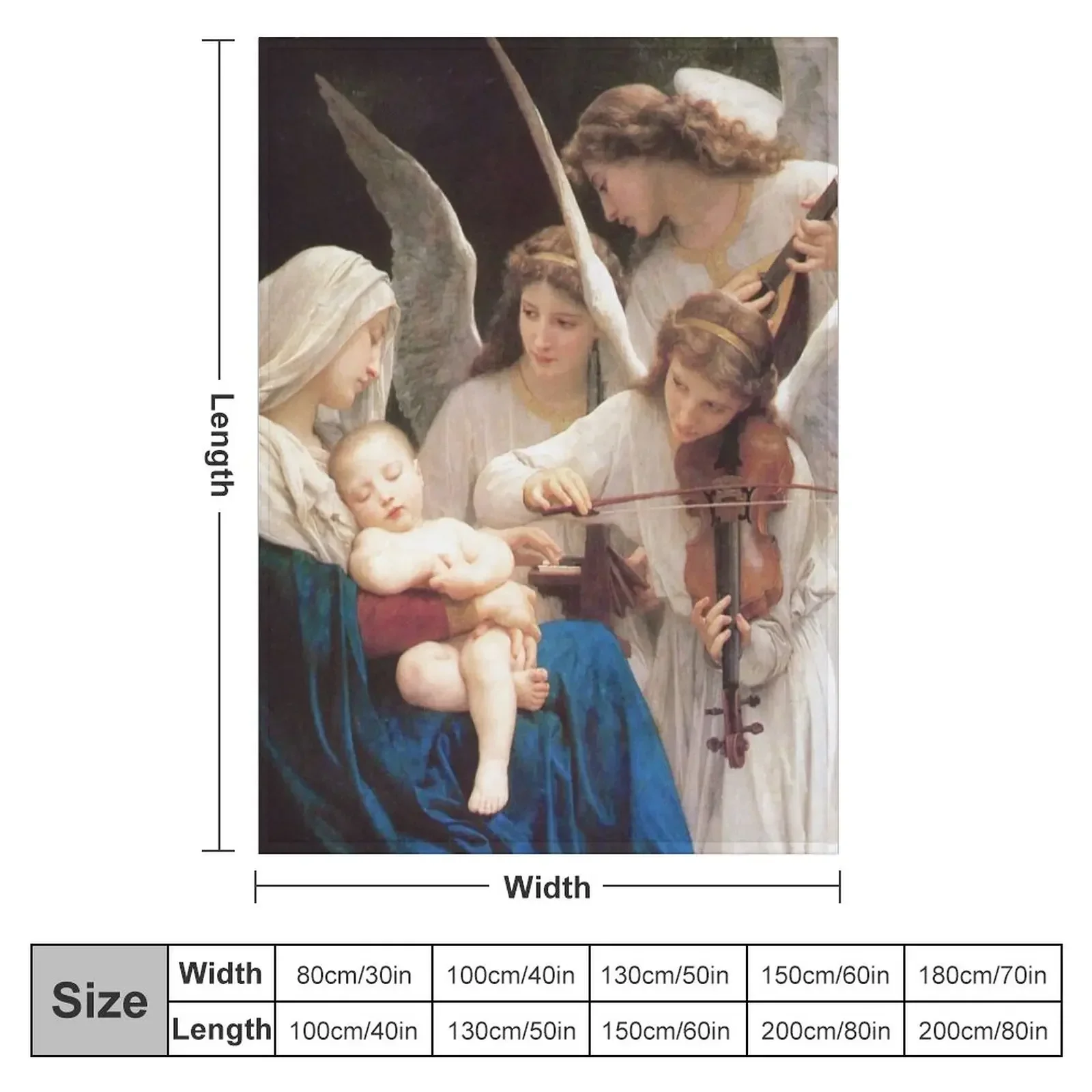 Song of the Angels 1881 by French William-Adolphe Bouguereau Christian Art Virgin Mary and Child HD Throw Blanket