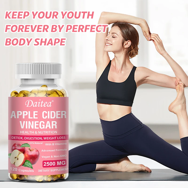 Daitea Organic Apple Cider Vinegar Capsules Healthy Weight Management,Digestion,Detox & Immune Soothes Gas & Bloating