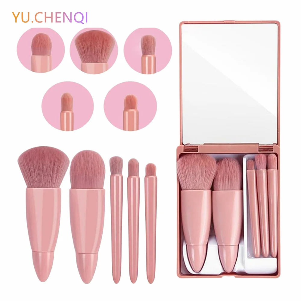 

5Pcs Makeup Brushes Mirror Set Soft Fluffy Cosmetics Foundation Blush Powder Eyeshadow Blending Brush Professional Beauty Tools