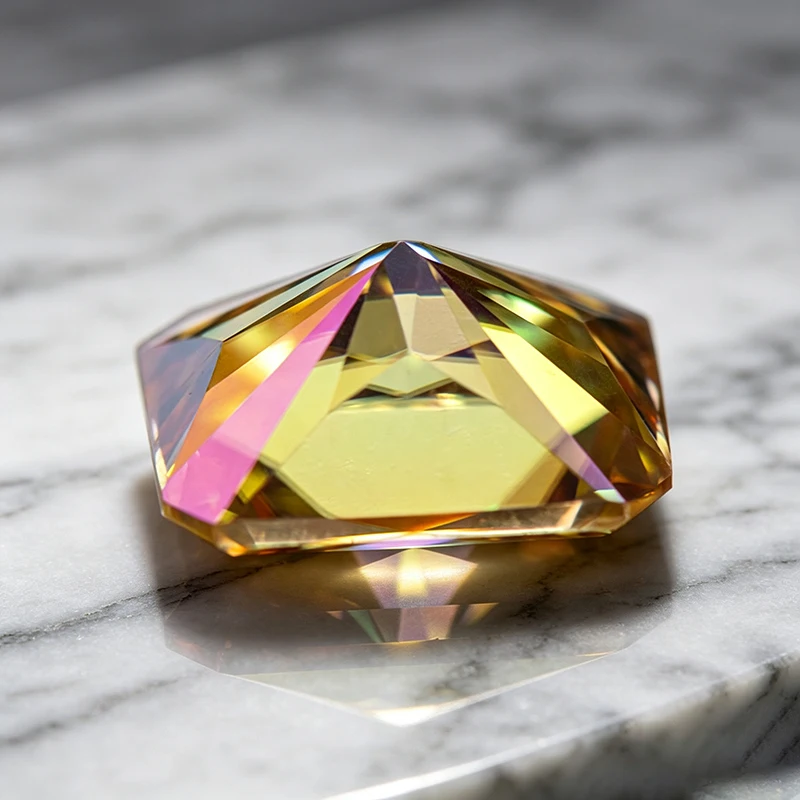 Moissanite Stone Champagne Radiant Cut Gemstone for DIY Advanced Jewelry Making Materials Pass Diamond Tester with Certificate
