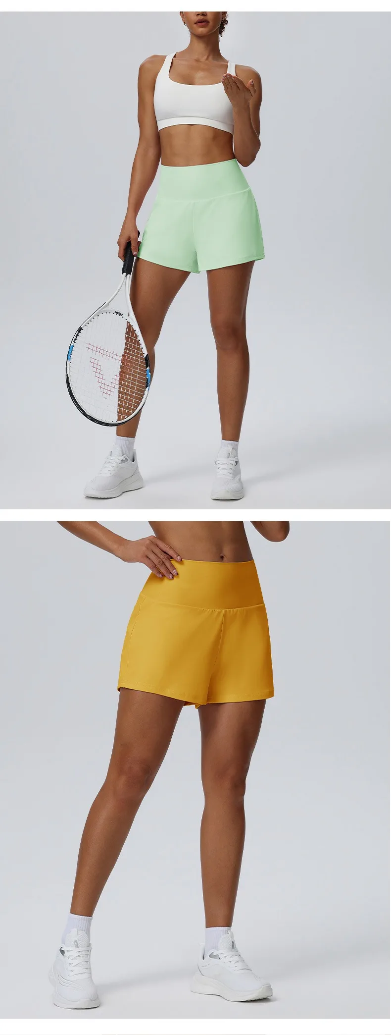 Women's Summer Loose Running Shorts 2-in-1Quick Dry Athletic Yoga Gym Shorts with Pockets Yoga Fitness Sports Shorts