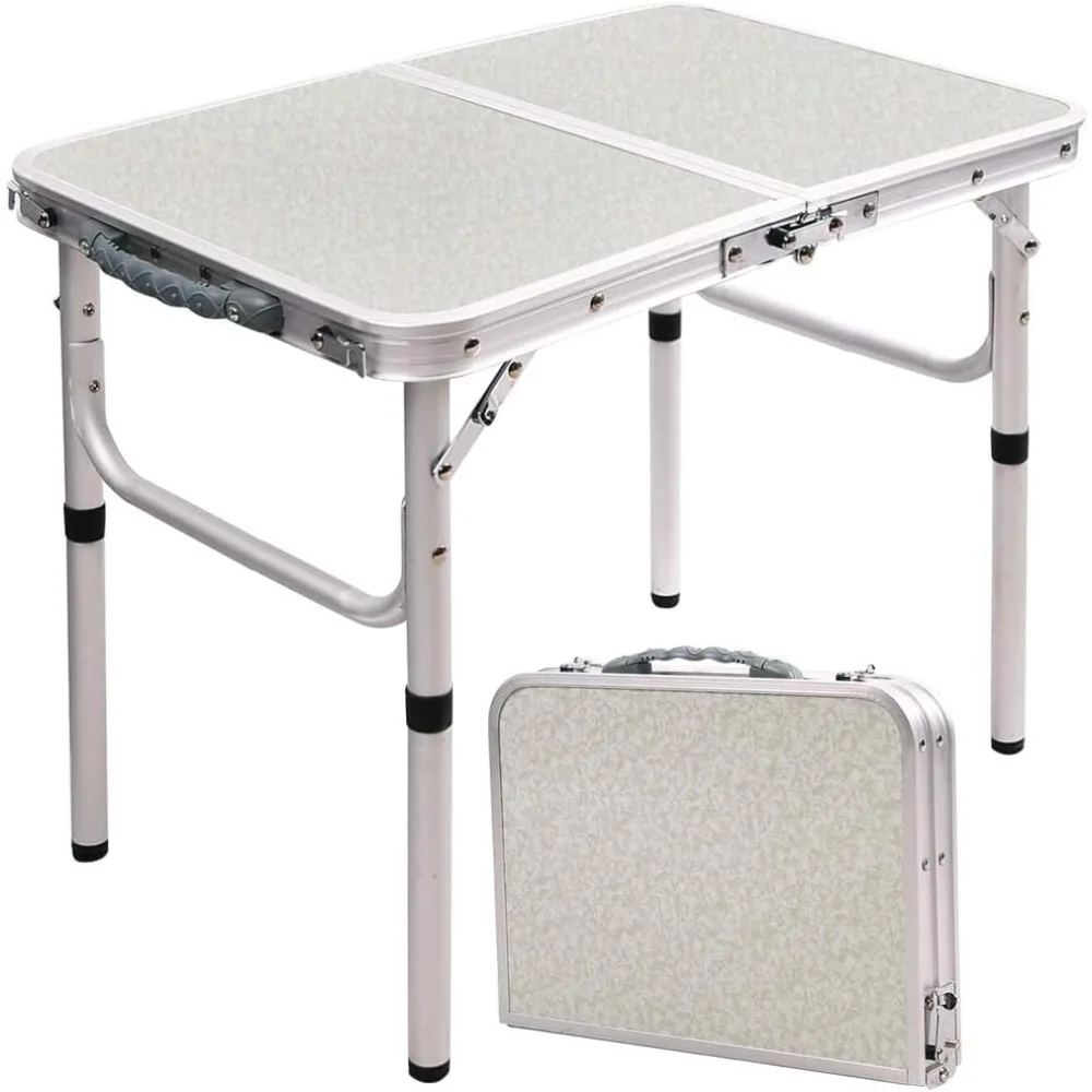 

Outdoor Folding Table, 2 Feet Small Foldable Table Adjustable Height, Lightweight Aluminum Camping Table, Camping Table