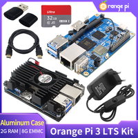 Orange Pi 3 LTS 2GB RAM LPDDR3 8GB EMMC Flash AllWinner H6 WiFi BT 5.0 Optional Aluminum Alloy Case Power Supply TF Card