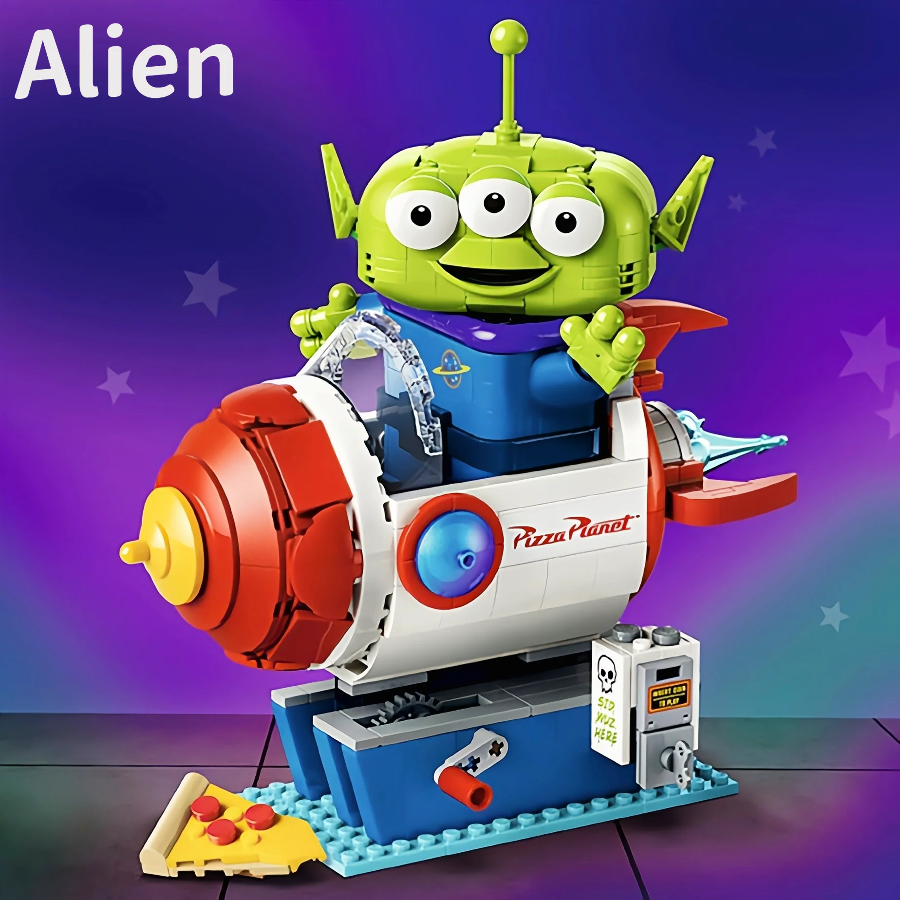 Nuevo 2026: 570 Piezas, Bloques de Construcción del Alien Clásico de la Película Alien con Pizza Planet Rocket Ride 43307, Modelo de Juguete Coleccionable, Regalo