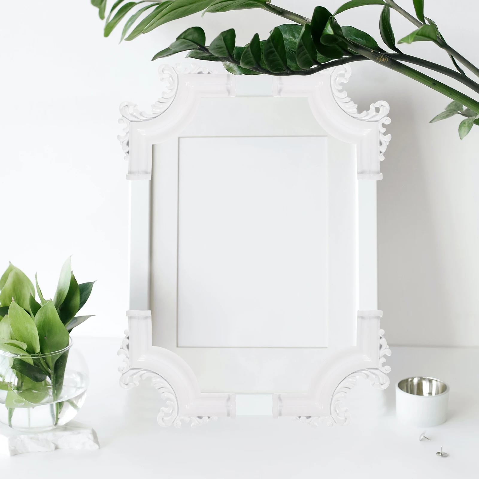 

4Pcs Retro Carved Wall Sticker PVC Ceiling Molding Corner Decor Indoor Decorative Panel for Home Vintage Style Easy Install