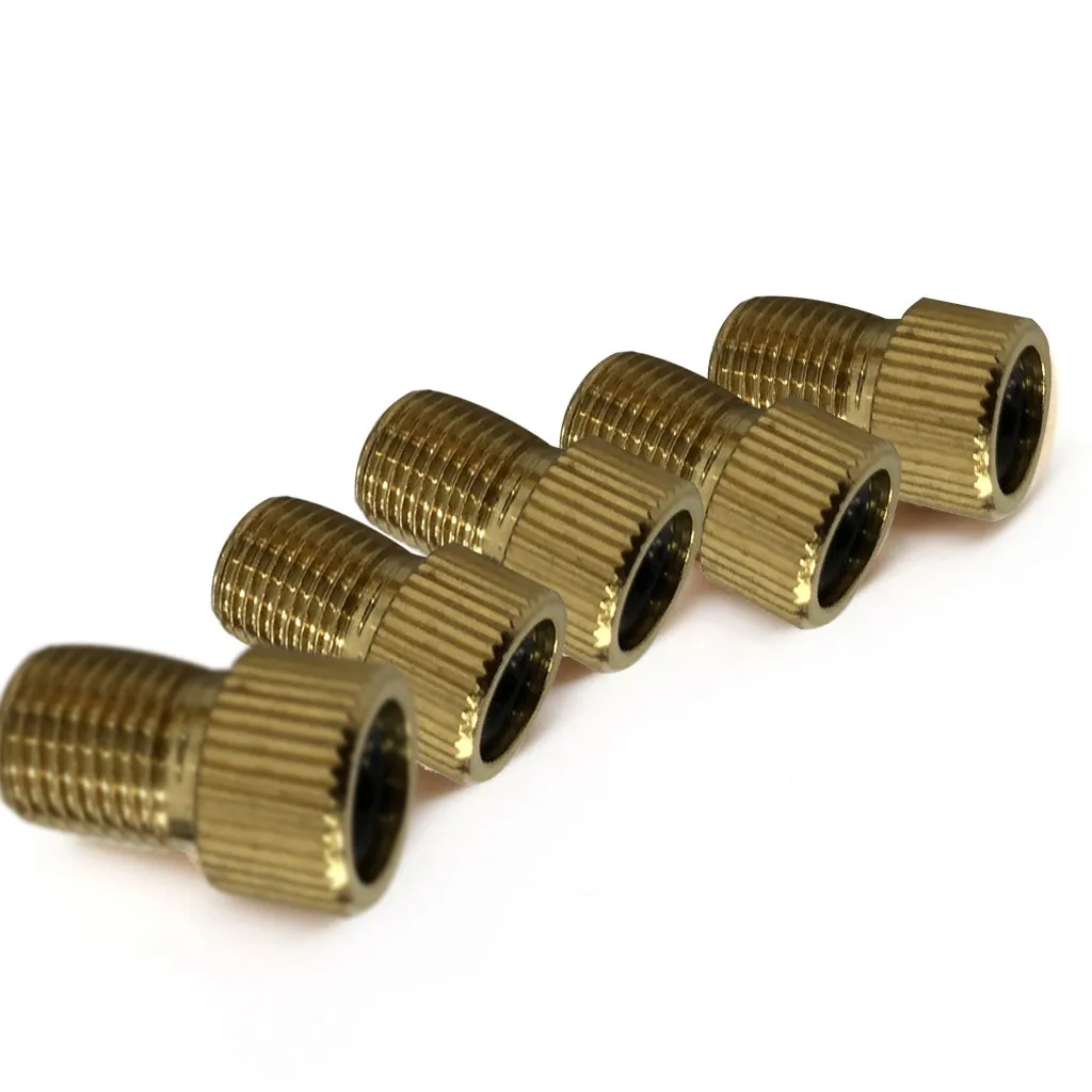 5Pcs Brass Presta Valve Adaptor,Convert Presta to Schrader for All Types of Bikes,e-Bikes, Inflate Tire Using Standard Bike Pump