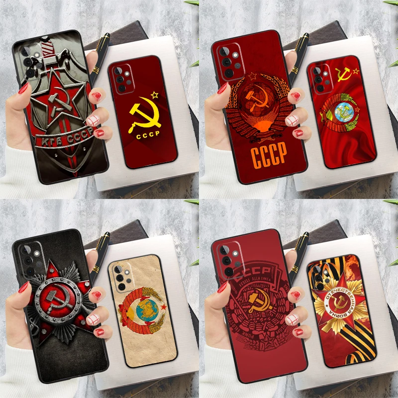 Russia Soviet Emblem Flag Case For Samsung Galaxy A55 A35 A25 A15 A53 A33 A13 A51 A71 A12 A32 A52 A14 A34 A54 Cover