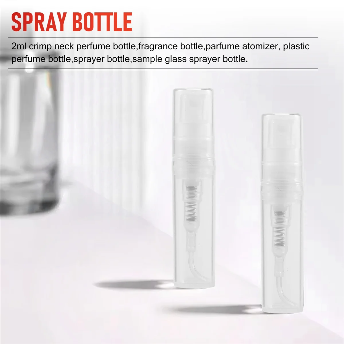 200Pcs/Lot 2ML Transparent Plastic Bottle Small Cosmetic Packing Atomizer Perfume Bottles Atomizing Liquid Container