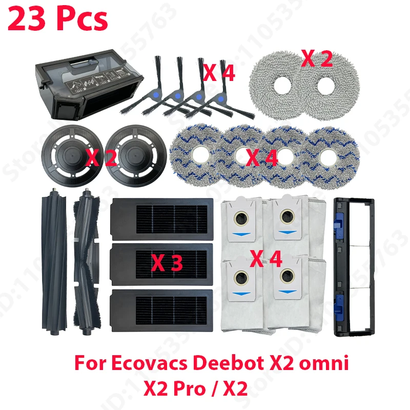 For Ecovacs Deebot X2 Omni / X2 Pro / X2 Main Side Brush Hepa Filter Mop Cloth Dust Bag Accessories image 3