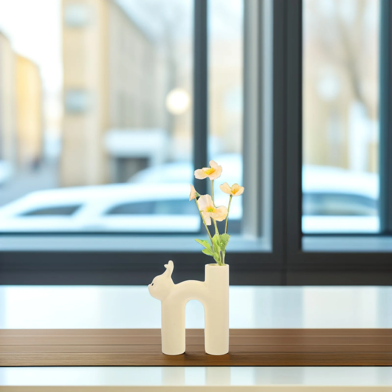 

Ceramic Rabbit Vase Cream Color Decorative Flower Arrangement Pot for Home Office Modern Nordic Table Decor Vase