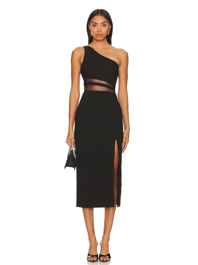 

Faionable Mid-Length Women's Dr Slant-Cut Slit Birthday Par Ele Simple Design Casual Wear Polyester Fiber