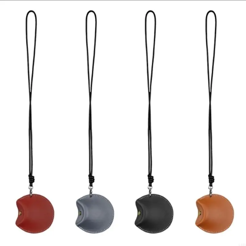 

L4MA Hanging Neck Pouches Earphone Carrying Case Portable Mini Leather Pendant Box