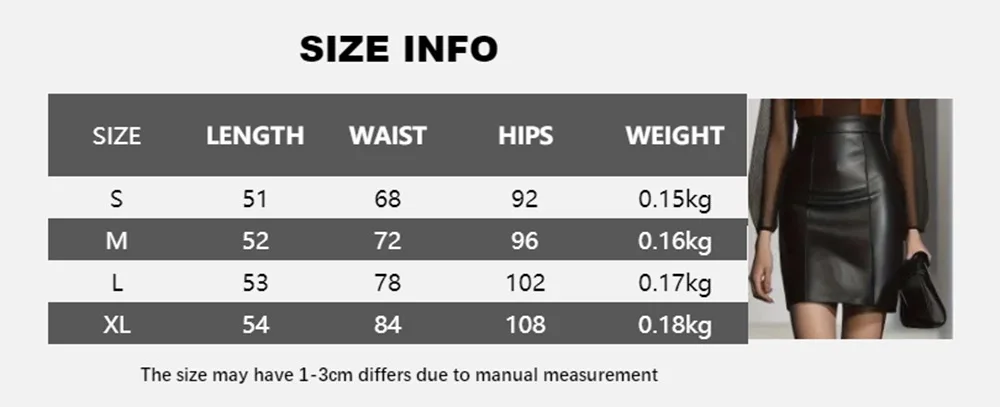 2026 New Women's PU Leather High-waisted Black Hip Skirt view 5