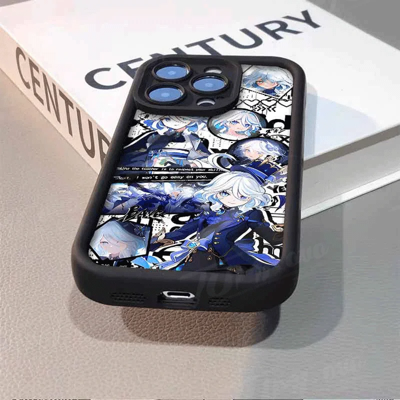 Genshin impact Neuvillette Furina Case for iPhone 16 15 14 13 12 11 Pro Max XS X XR 8 7 6S Plus SE 2020 Printing Protective Capa