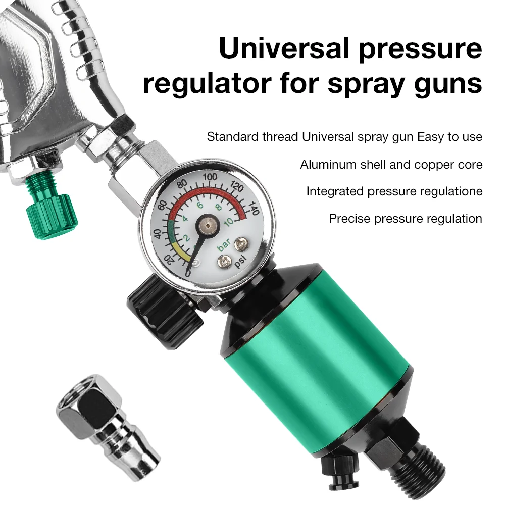 Professional 1/4" NPT Spray Gun Air pressure Regulator,Air Oil And Water Filter,Home Use 140 Psi/10 Bar Pressure Regulating Tool