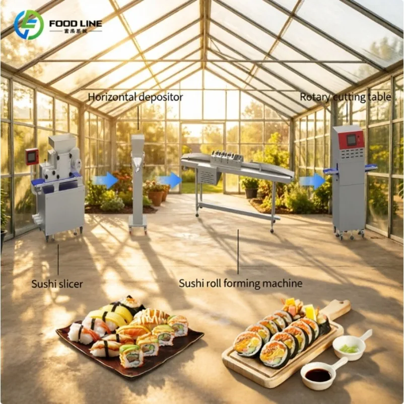 Automatic Sushi Onigiri Rice Ball Production Line Spreading Forming Wrapping Machine for Food Processing