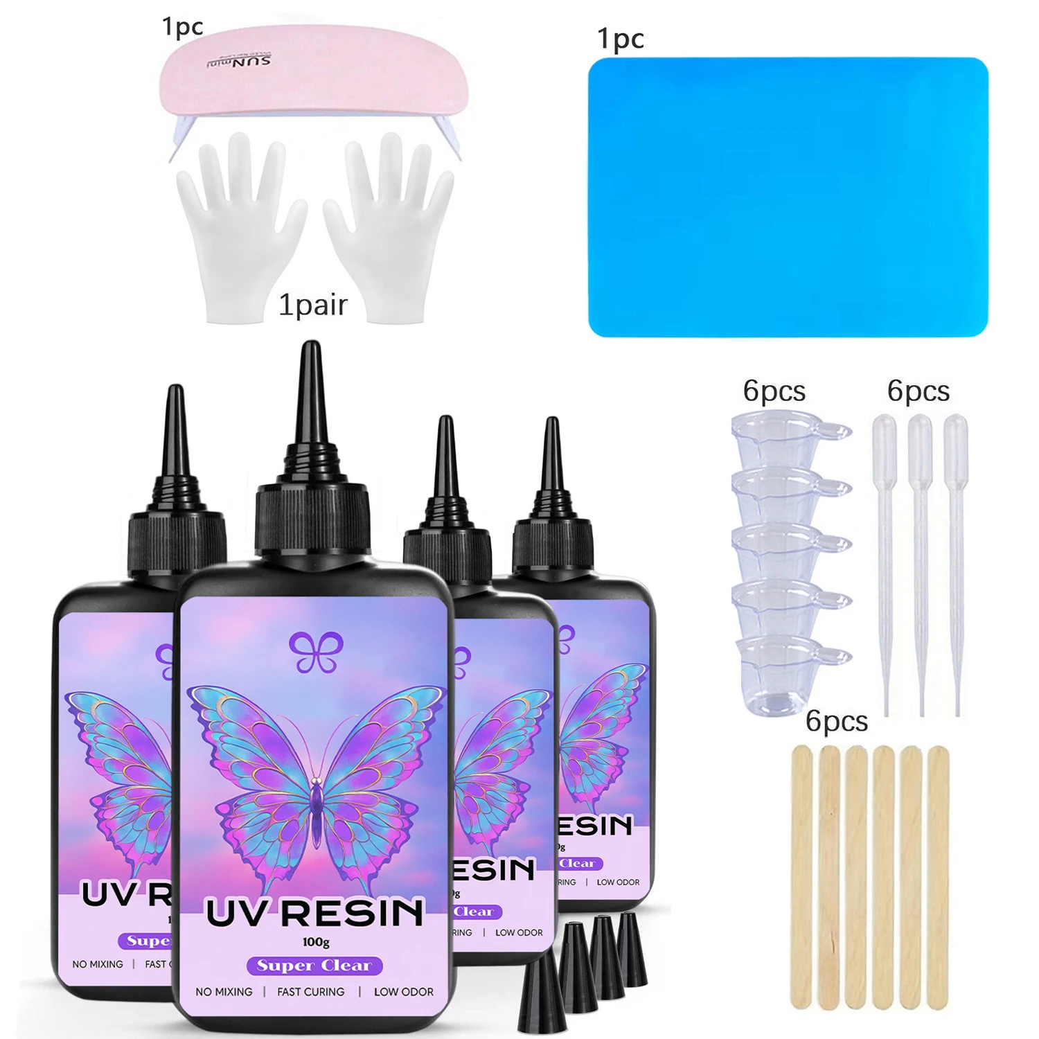 

Набор УФ-смолы с инструментами для литья — супер прозрачный, жесткий, с низким запахом, премьянная УФ-эпоксидная смола, быстрое отверждение для начинающих, изготовление ювелирных изделий, поделки своими руками