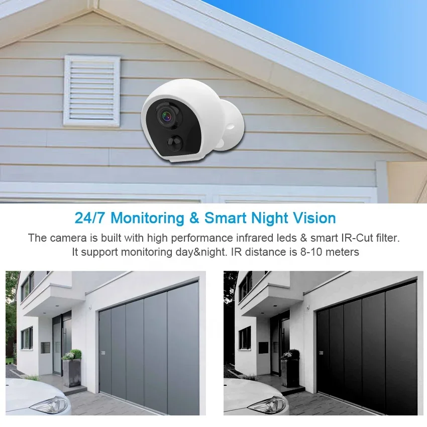 Tuya Security Camera Kit 1080P 4pcs Cameras & 1pcs Homebase 984ft WiFi Transmission Range Low Power Battery Camera System