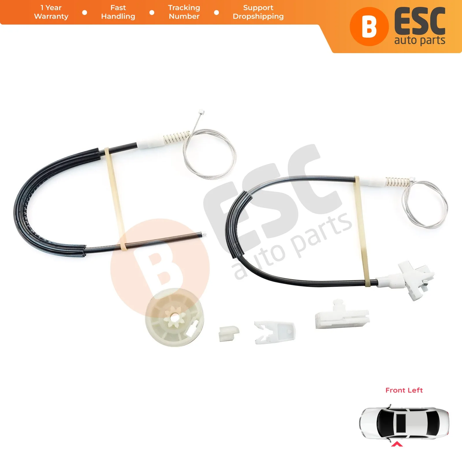 EWR254 Power Window Regulator Repair Kit Front Left for Renault Megane MK1 X64 BA0/1 LA0/1 KA0/1 1996-2003 4/5 Door 7700834347