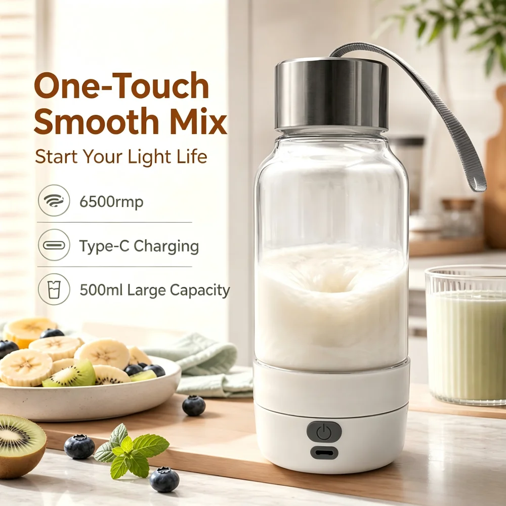 Electric Mixing Cup, Rechargeable 500ml Large Capacity, Coffee Powder, Protein Powder Mixing shaking Cup Milk Frother