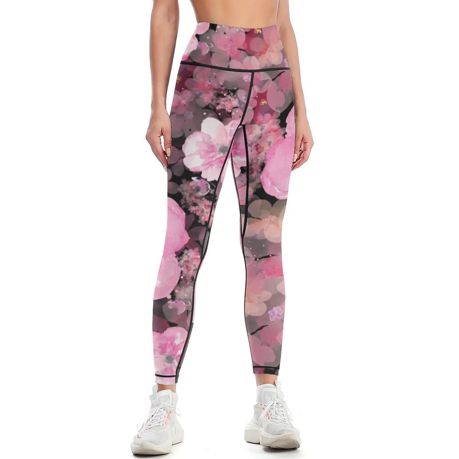 Pink & White flower design, pillow, Miniskirt, leggings, phone cases Leggings sport set Fitness clothing Womens Leggings