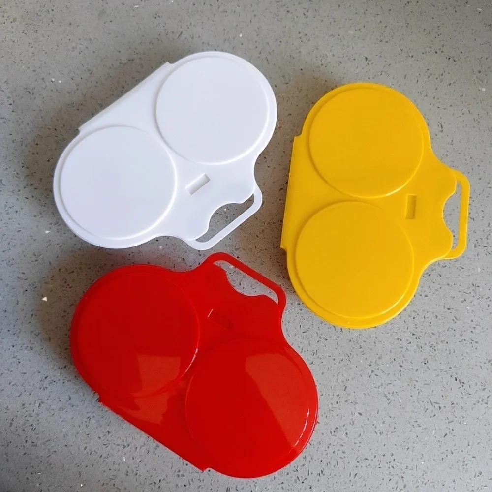 Food Grades Plastic Microwave Egg Cooker Double Cup Non-Stick Egg Fryer with Lid Heat Resistant Egg Steamer Kitchen Gadgets