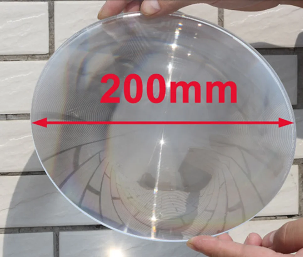 200mm Fresnel Lens Round Condenser Threaded Lenses DIY Magnifier Projector Lamp LED Light Magnifying Glass Solar Concentrator