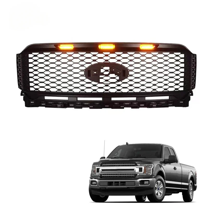 

2021 2022 High quality wholesale products car body parts accessories front grille with led lamp for Ford F150custom