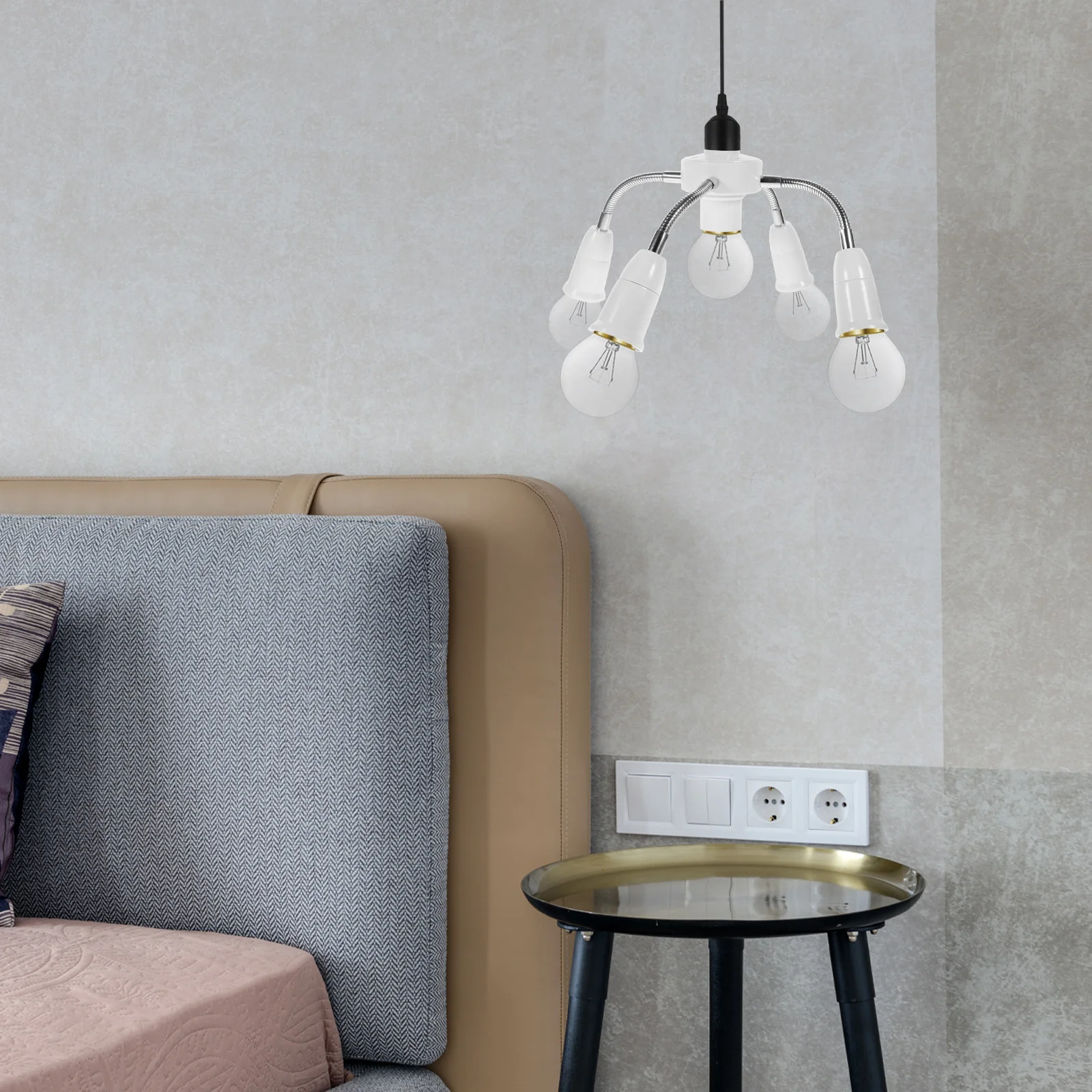 E27 إلى E27 خمسة رؤساء محول مأخذ التوصيل خرطوم مرن محول الضوء مع وظيفة دوران 360 درجة المقبس موسع