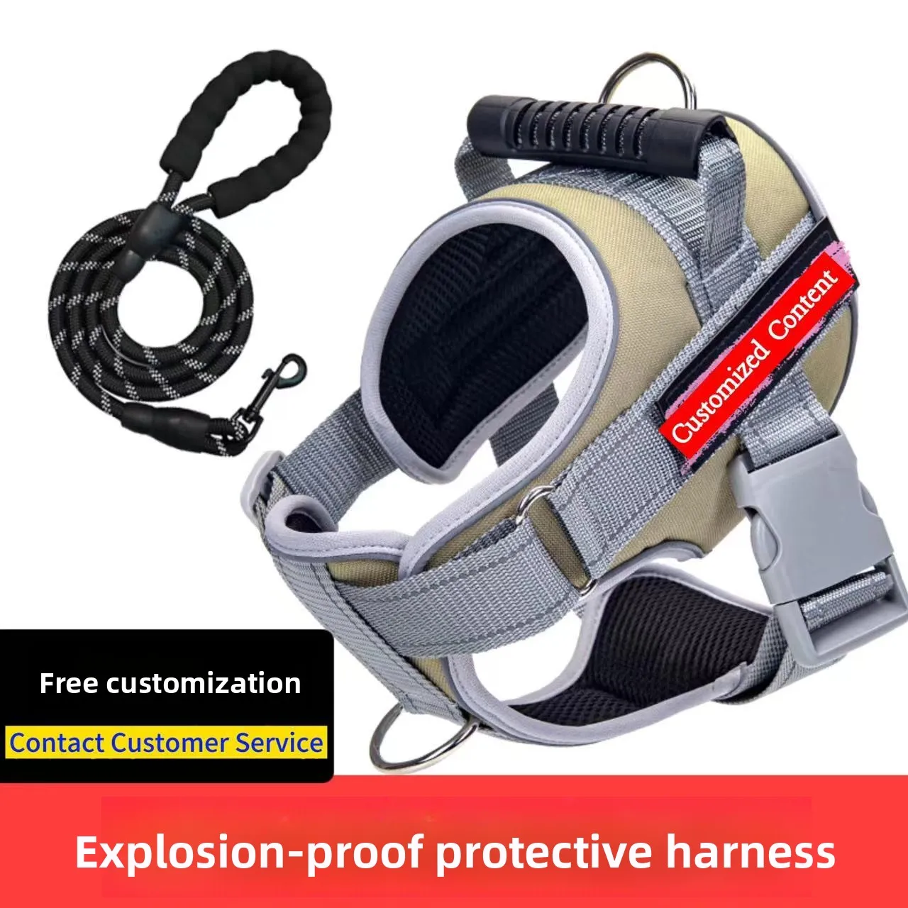 

Customizable content for dog leash, explosion-proof vest style leash, medium to large dog pet leash