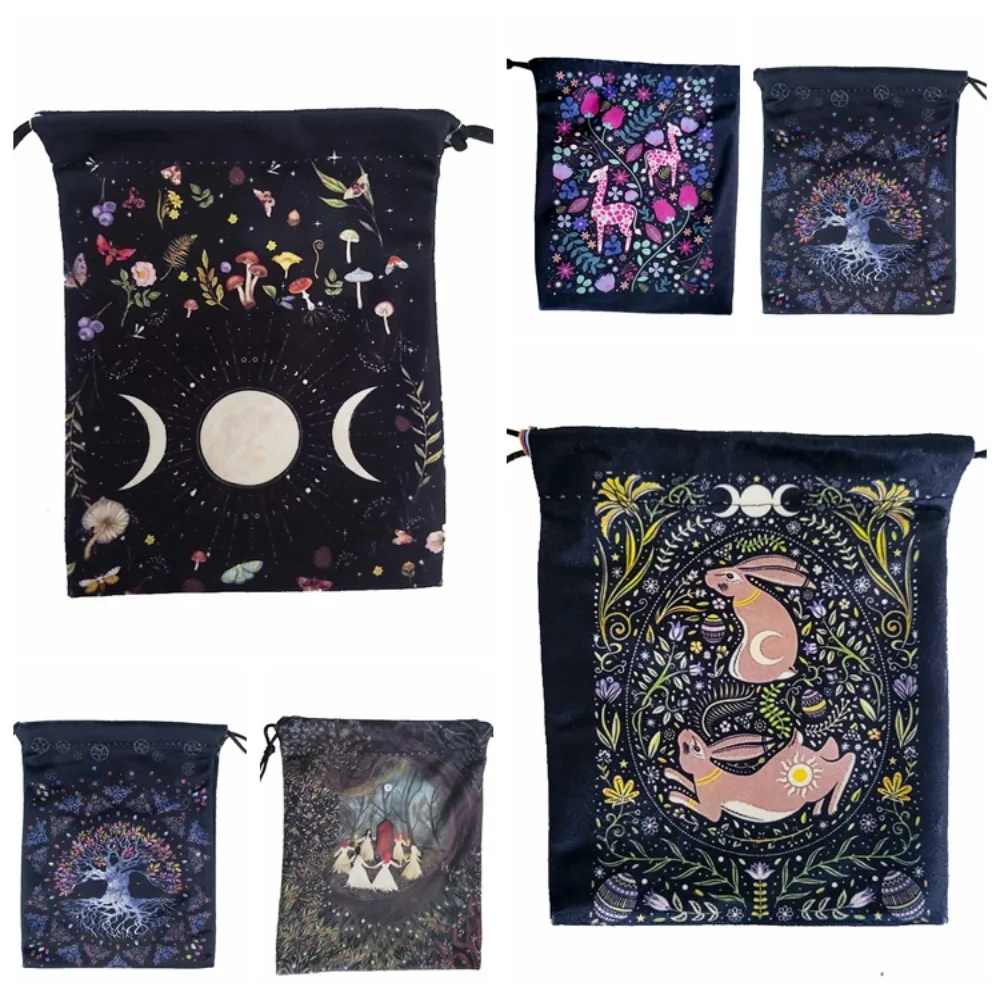1 pz Constellation Card Storage Bag Mini accessori Mini gioco da tavolo pacchetto con coulisse Flower Rabbit Oracle Cards Storage Bag