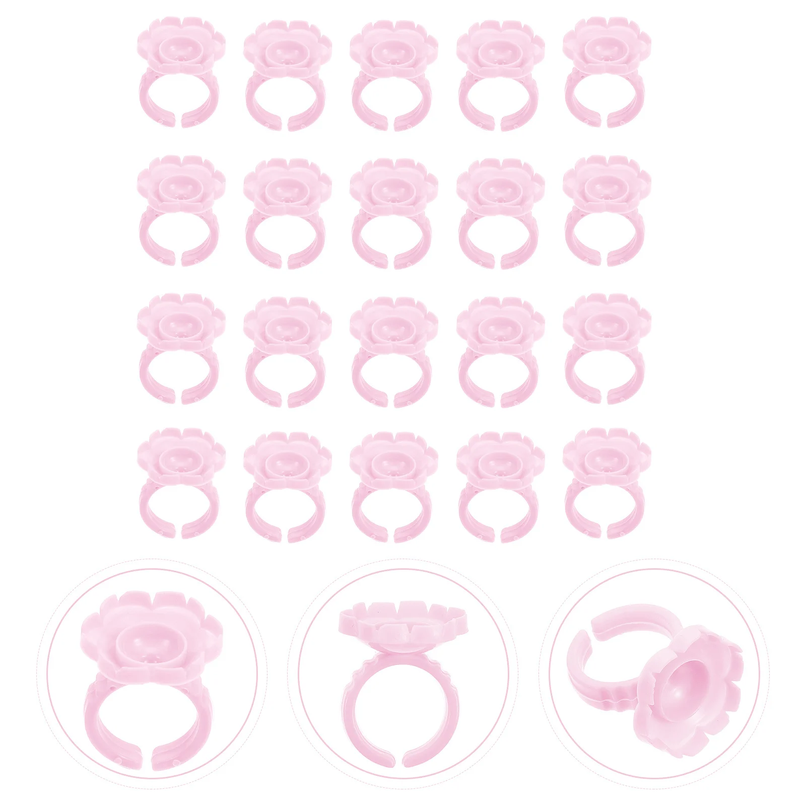 

100Pcs Flower Design Eyelash Glue Ring High Quality Lash Extension Cup for Salon and DIY Use Ink Pigment Holder Organizer