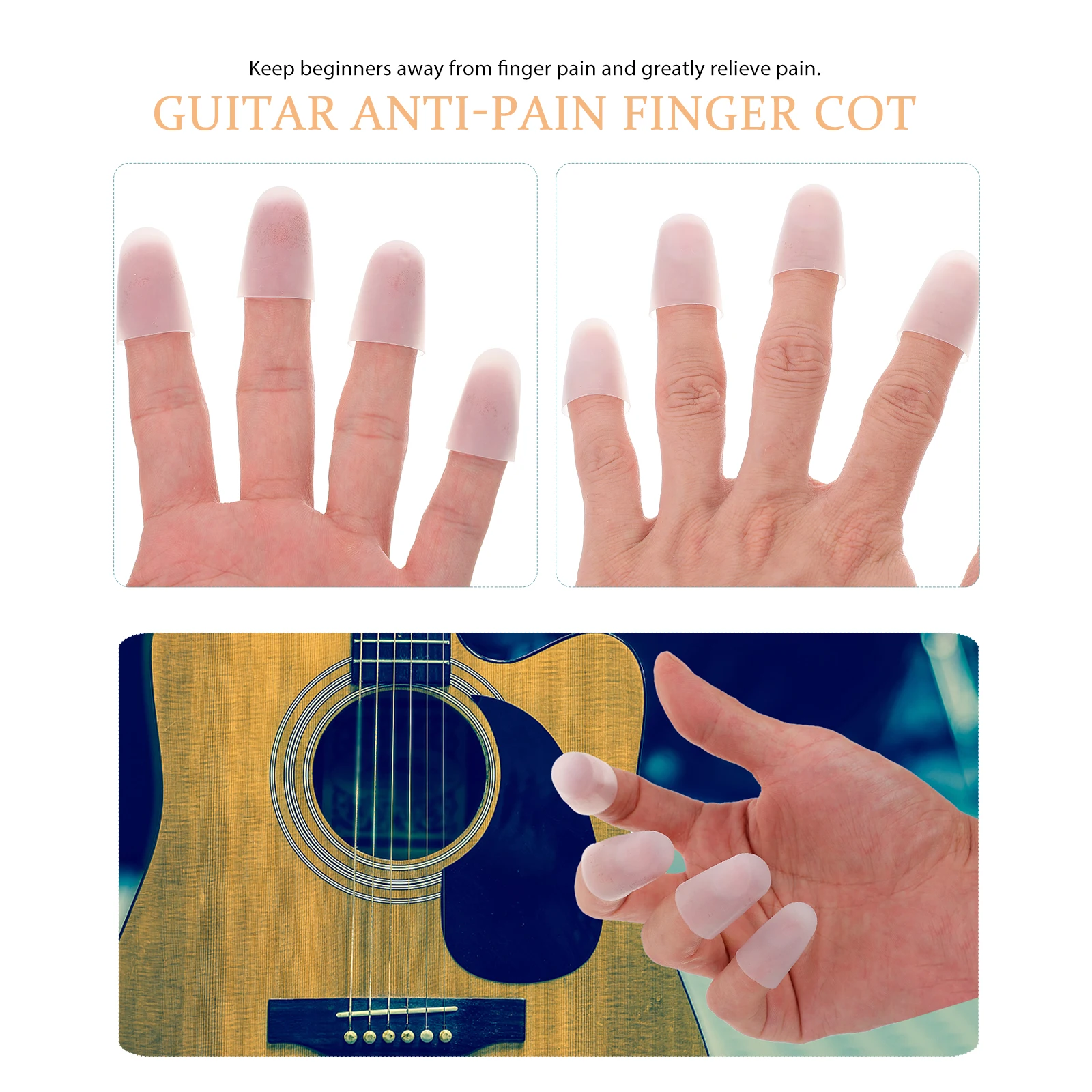 

4 Pcs Finger Guard Guitar Cots Child Sleeves Ukulele Caps Silica Gel Protector Protectors Players