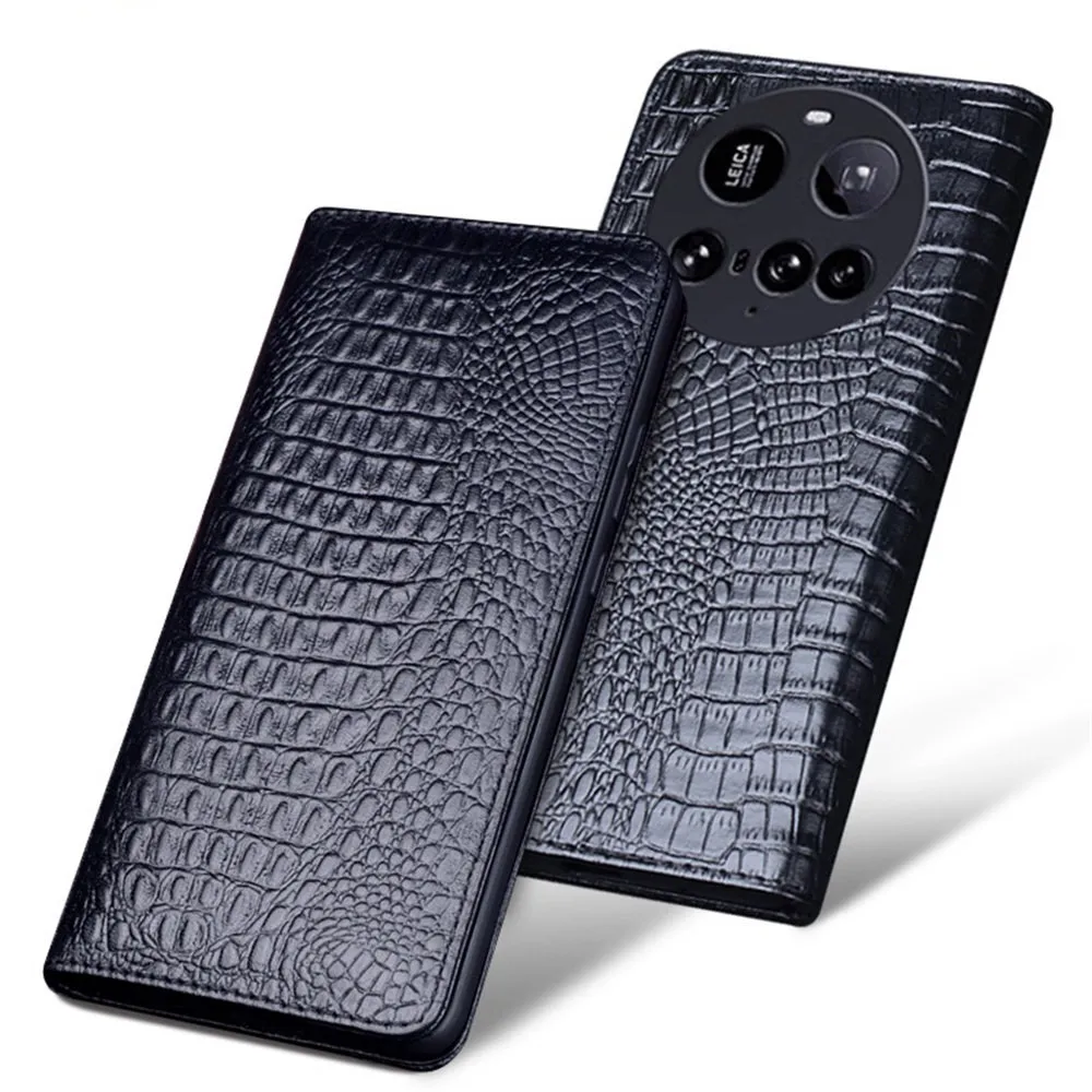 

Premium Natural Cowhdie Leather Crocodile Flip Case For Xiaomi 15 15 Ultra Business Cover
