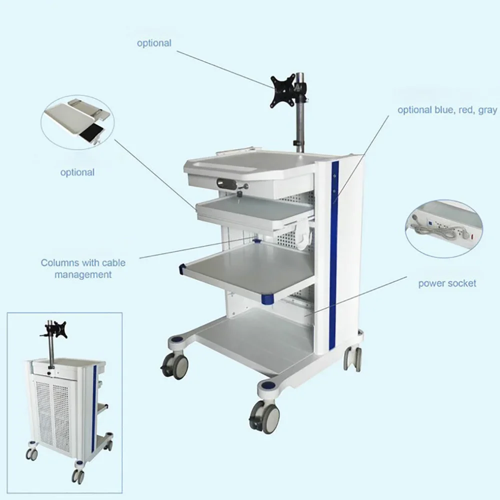 Factory Cheap Price Multifunctional Four Layers Computer Trolley Endoscopy Trolley for Hospital Use