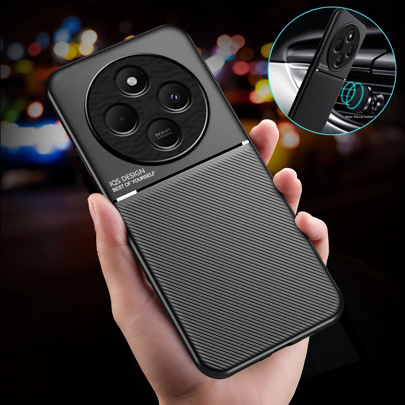 For Redmi 14C 4G Case Leather Car Magnetic Holder Phone Case for Xiaomi Redmi 14C 14 C Redmi14C Silicone Shockproof Back Cover