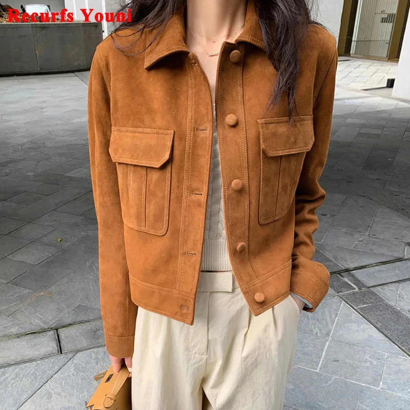 Quality Classic Leather Jacket For Women 2024 Winter Cashmere Suede Coat Female Slimming Versatile Jaqueta Streetwear