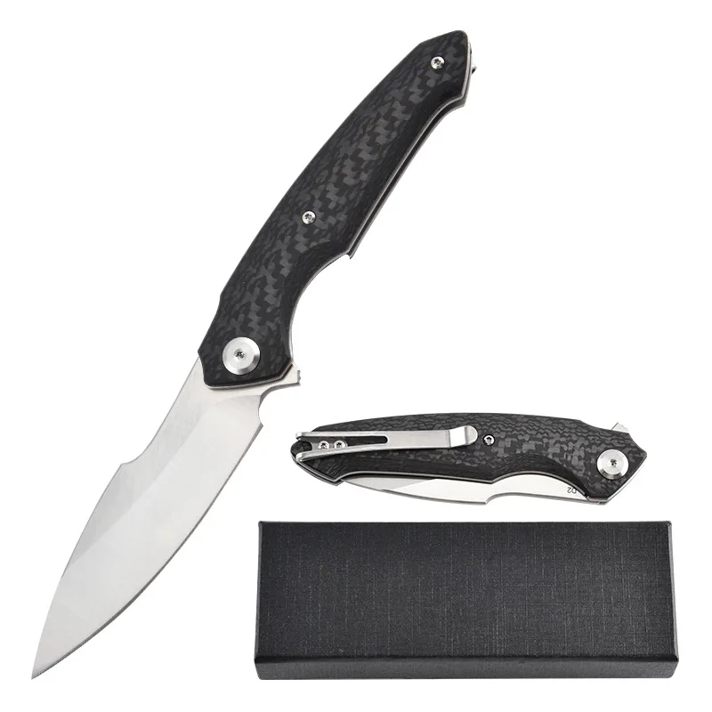 Freies Wolf SS01 D2 Klappmesser Carbon Fiber Griff Kugellager Outdoor Camping Jagd Überleben Tasche Utiity EDC Messer