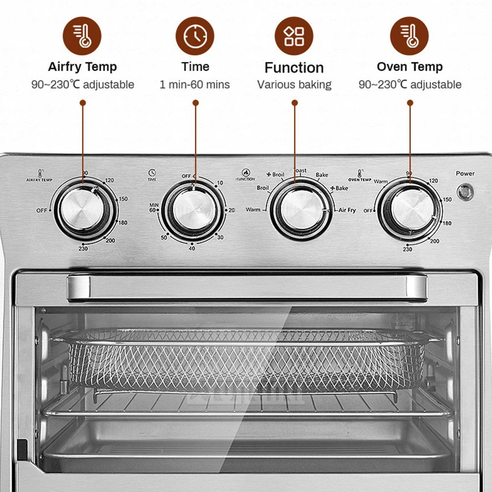 25L エアフライヤーオーブン電気ケバブグリル機自動回転無煙屋内オーブン