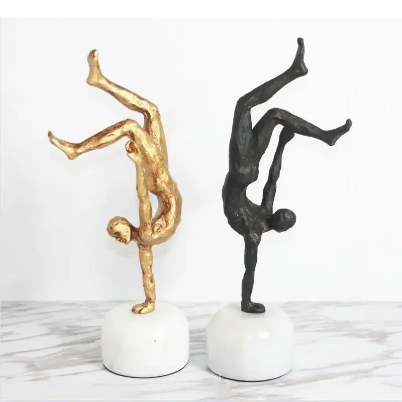 Human Sculpture Sports Gymnastics Golden Figure Crafts Ornaments Handstand Abstract Modern Home Decoration Accessories