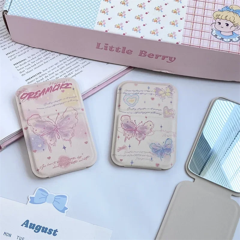 مرايا مستحضرات التجميل من Dream Butterfly Art، مرايا محمولة محمولة باليد، مرآة مكياج قابلة للطي، مرآة صغيرة للسفر والعناية بالبشرة والحمام #3