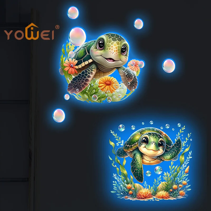 Latest Luminous Sea Turtle Decal Glow-in-the-Dark Toilet Sticker Self-Adhesive Removable Home Decoration Wall Stickers